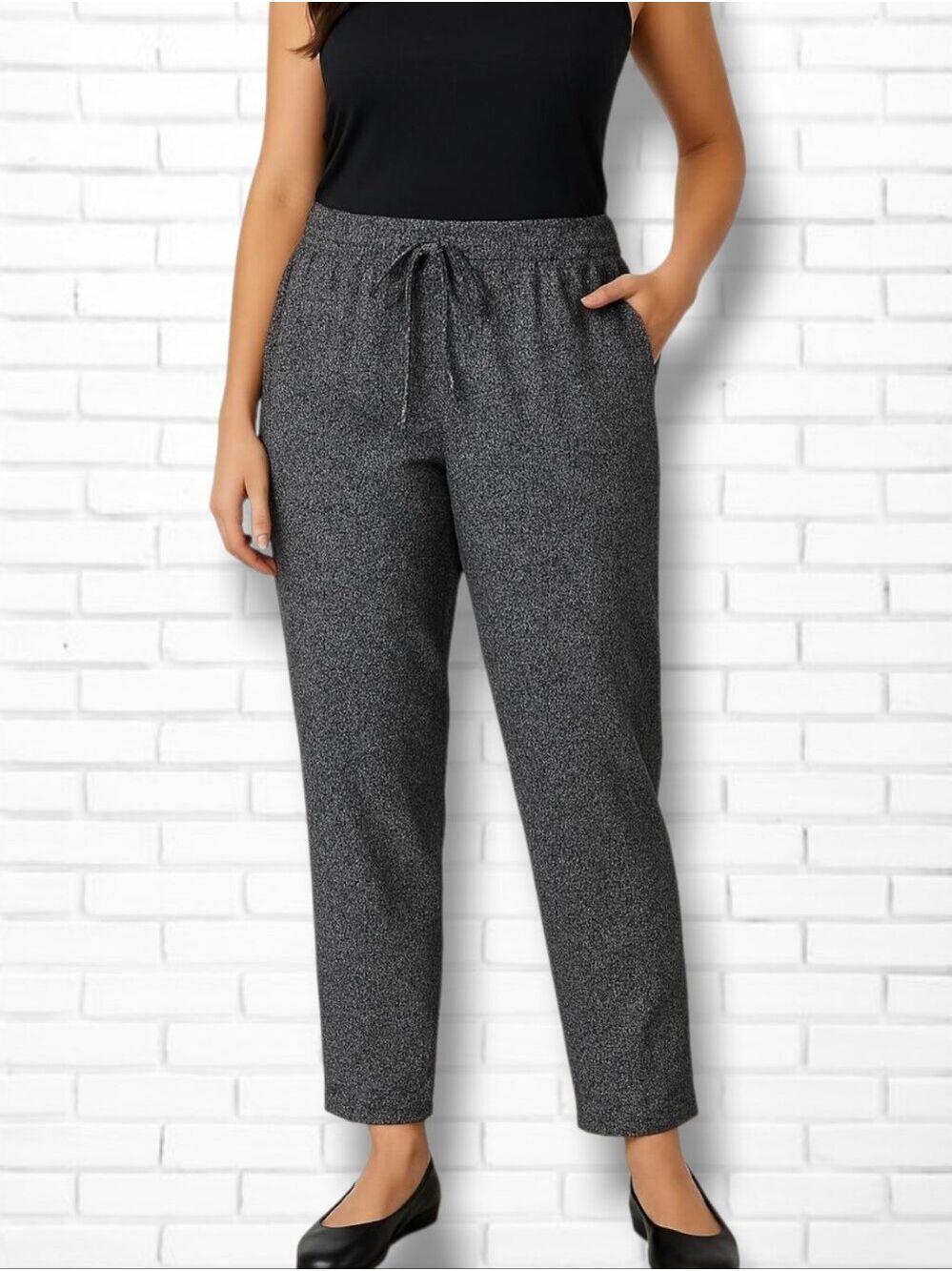 The Kooples Linen Blend Black Printed Fitted Jogger Trousers Size 48